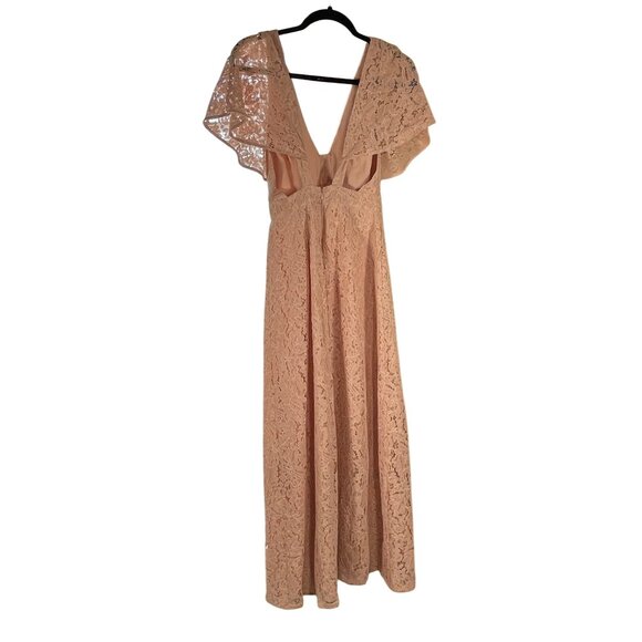 Asos Formal Dress Full Length Peach Lace Bridesmaid Wedding Size 4 (READ) - Picture 2 of 10